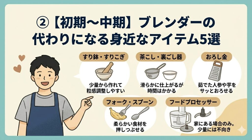 【初期〜中期】ブレンダーの代わりになる身近なアイテム5選