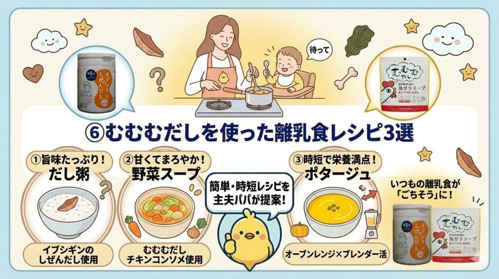 ⑥むむむだしを使った離乳食レシピ3選